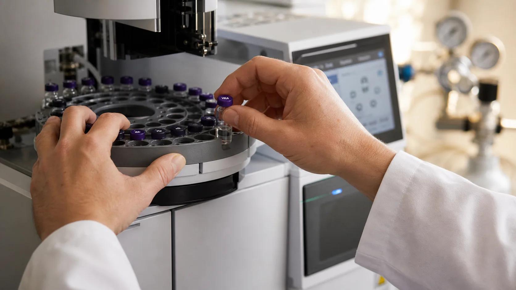 A GC-MS run underway in the VKA analytical lab, the underlying technique behind a clean flavour read